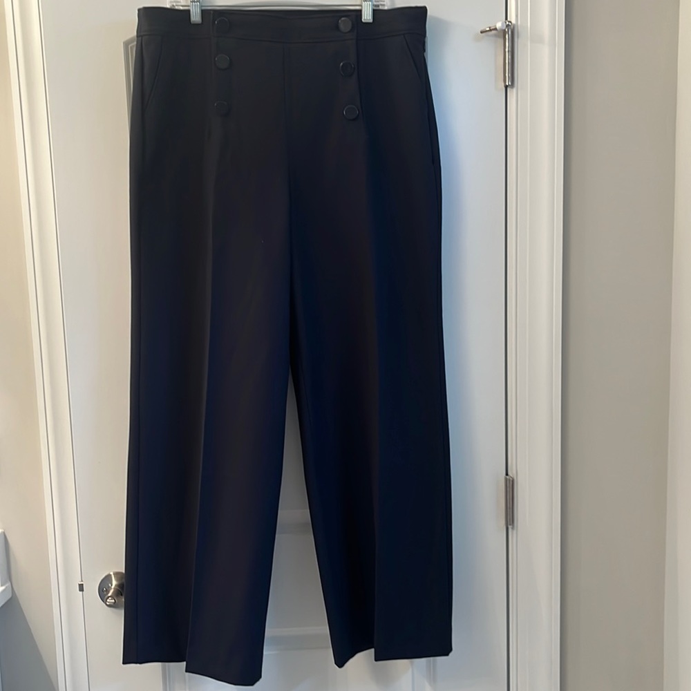 New Talbots Navy Side Zip Wide Leg Pants